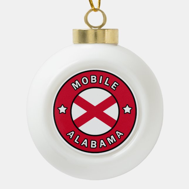 Mobile Alabama Keramik Kugel-Ornament (Vorderseite)