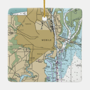 Mobile Alabama Nautical Chart Keramikornament