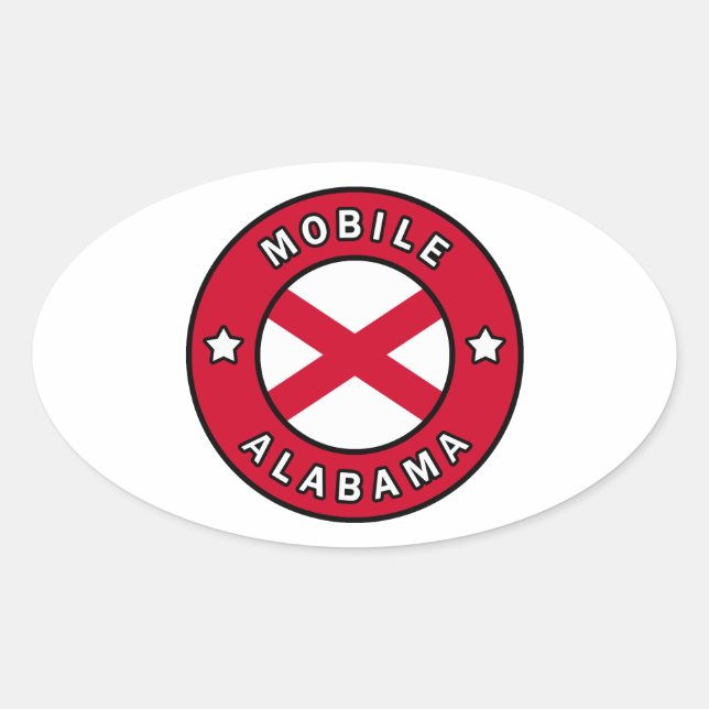 Mobile Alabama Ovaler Aufkleber (Vorderseite)