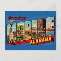 Mobile Alabama Retro Grußpostkarte