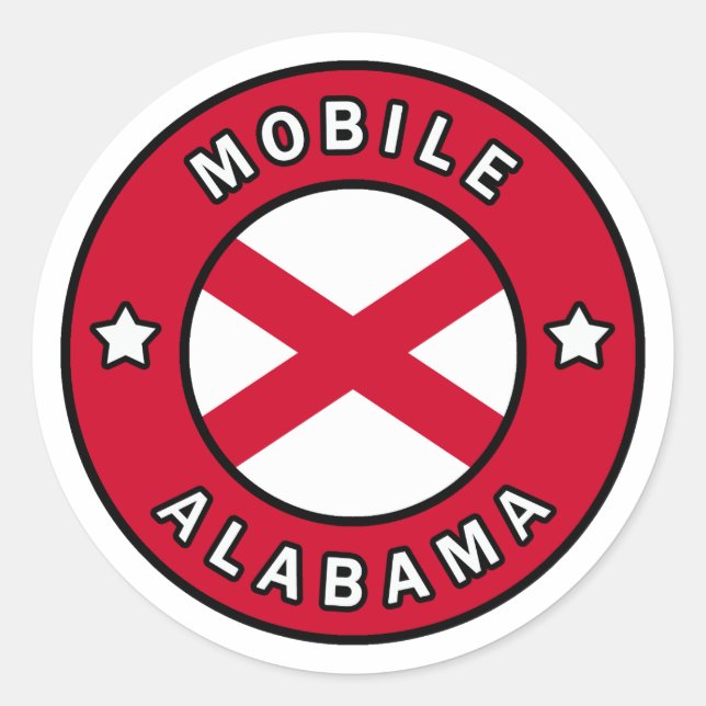 Mobile Alabama Runder Aufkleber (Vorderseite)