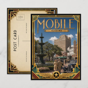 Mobile Alabama Vintage Art Deco Golden Age Postkarte