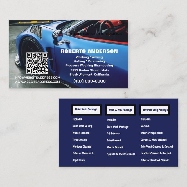 Mobile Auto Detection Auto Wash QR Visitenkarte (Vorne/Hinten)