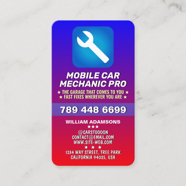 MOBILE AUTO MECHANIC & CAR REPAIR | CERTIFIED PRO VISITENKARTE (Vorderseite)
