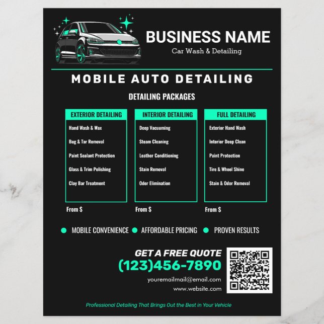 Mobile Autowäsche & Detailanpassung individuell Flyer (Vorne)