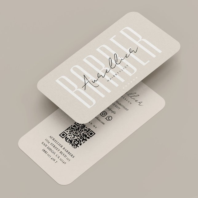 Mobile Barber Barbershop Sand Script Minimal Visitenkarte (Mobile Barber Barbershop Sand Script Minimal Business Card
)