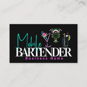 Mobile Barkeeper Club Bar Neon Drinks Visitenkarte