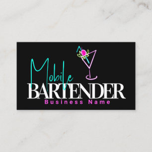 Mobile Barkeeper Club Bar Neon Getränke B Visitenkarte