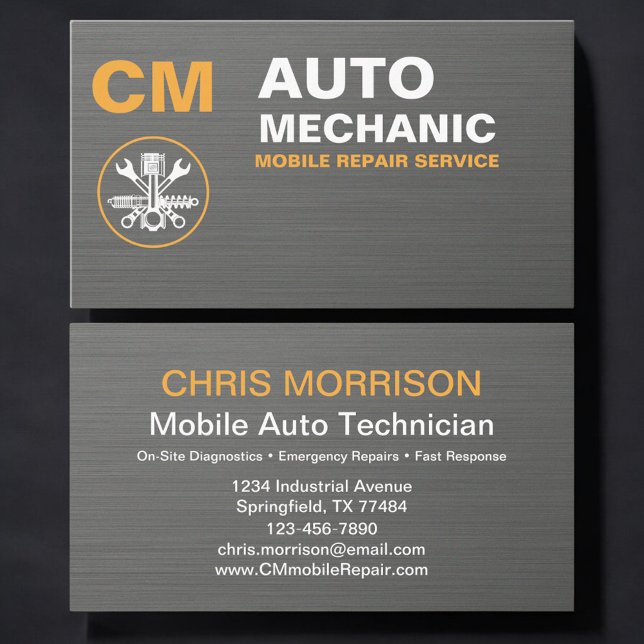 Mobile Car Repair & Auto Technician Service Visitenkarte (Von Creator hochgeladen)