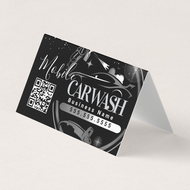 Mobile Car Wash Detail - Business Logo QR Code B Visitenkarten (Vorderseite)