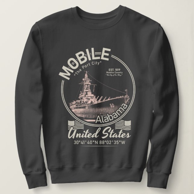 MOBILE CITY ALABAMA - USS ALABAMA BATTLESHIP SWEATSHIRT (Design vorne)