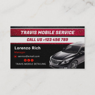 Mobile Detection Business Modern Black Red Visitenkarte