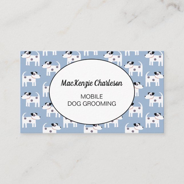 Mobile Dog Grooming Blue Business Card Visitenkarte (Vorderseite)