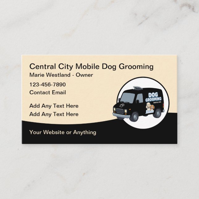 Mobile Dog Grooming Services Groomer Visitenkarte (Vorderseite)