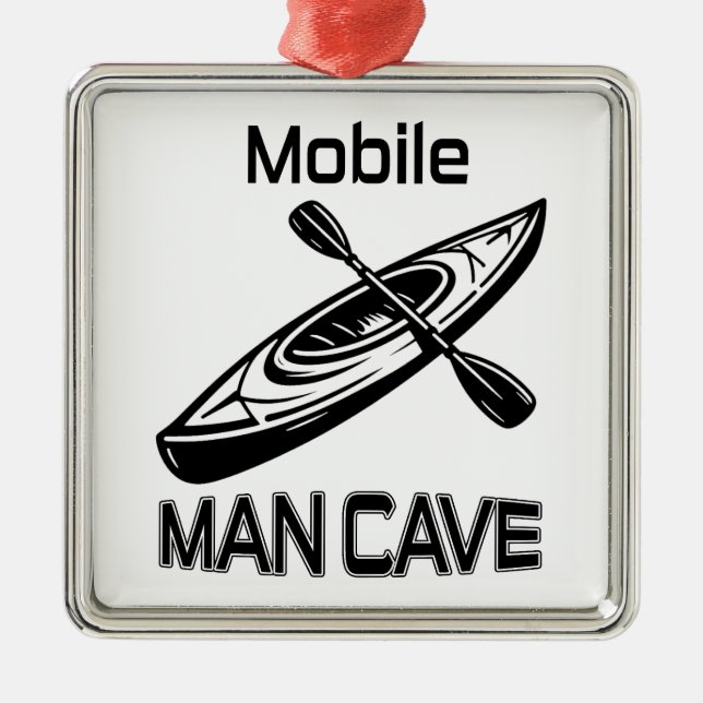 Mobile Man Cave Kayak Ornament Aus Metall (Vorne)