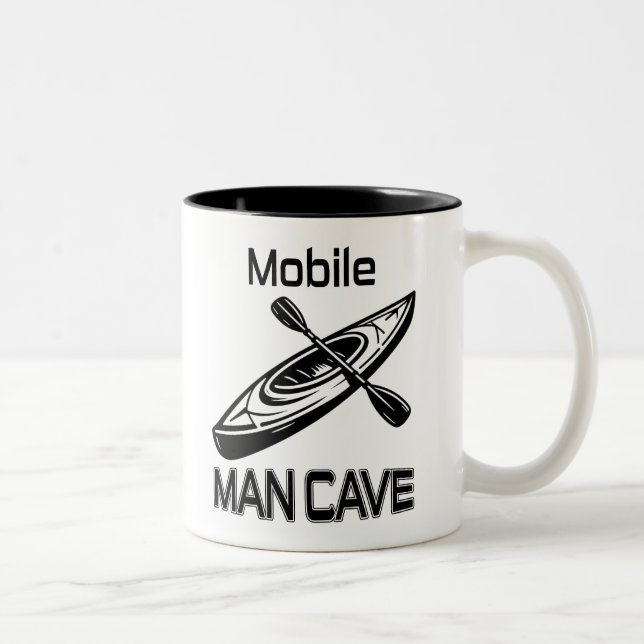 Mobile Man Cave Kayak Zweifarbige Tasse (Rechts)