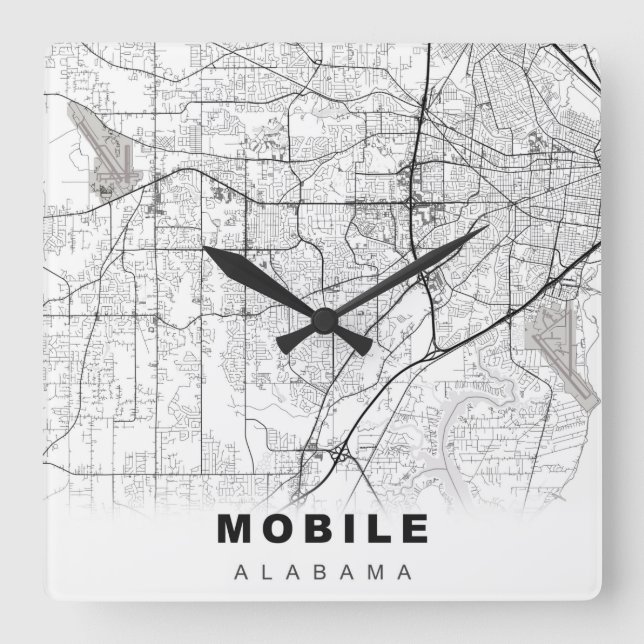 Mobile Map Quadratische Wanduhr (Vorderseite)