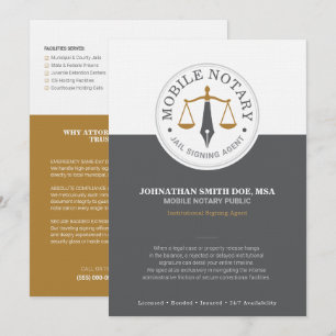 Mobile Notar Jail Signing grau gold Flyer Karte
