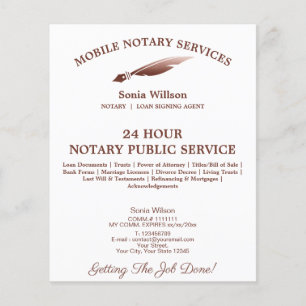 Mobile Notar & Loan Signature Agent Pink Agate Fly Flyer