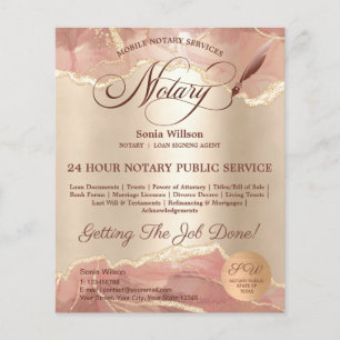 Mobile Notar & Loan Signature Agent Pink Agate Fly Flyer