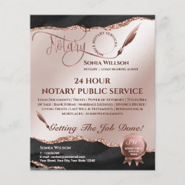 Mobile Notar & Loan Signature Agent Pink Agate Fly Flyer