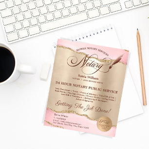 Mobile Notar & Loan Signature Agent Pink Agate Fly Flyer