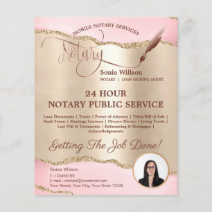 Mobile Notar & Loan Signature Agent Pink Agate Fly Flyer