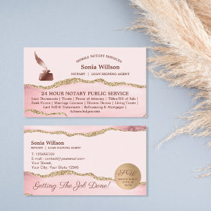 Mobile Notar & Loan Signature Agent Pink Agate Fly Visitenkarte