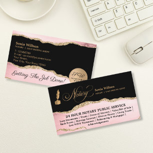 Mobile Notar & Loan Signature Agent Pink Agate Fly Visitenkarte
