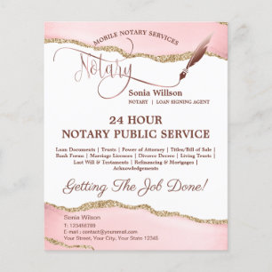 Mobile Notar & Loan Signature Agent Pink Agate Flyer
