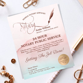 Mobile Notar & Loan Signature Blush Pink Agate Flyer