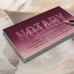 Mobile Notar Public Burgund Red Signature Visitenkarte