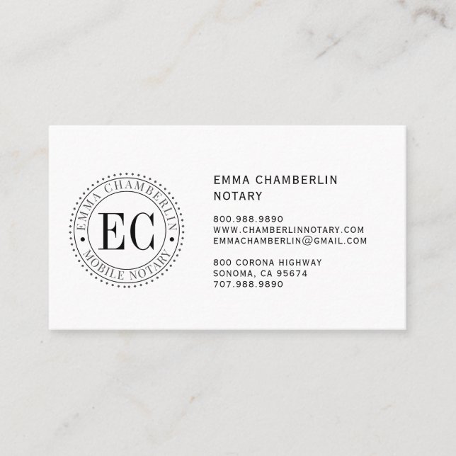 Mobile Notar Public Business Card Visitenkarte (Vorderseite)