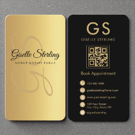 Mobile Notar Public Monogram Gold Black QR Code Visitenkarte