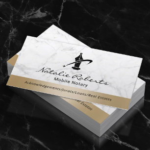 Mobile Notar Public Service Gold Border Marble Visitenkarte