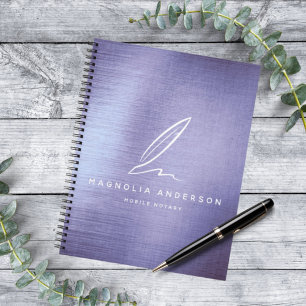 Mobile Notar Quill Lila gebürstetes Metall Notizbuch