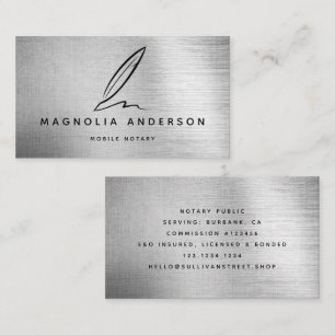 Mobile Notar Quill Silver Brushed Metal Visitenkarte