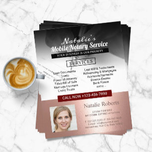 Mobile Notar Service Rose Gold Border Foto Flyer