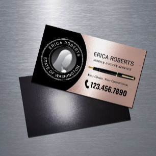 Mobile Notar Signatur Agent Moderne Rose Gold Foto Magnetische Visitenkarte