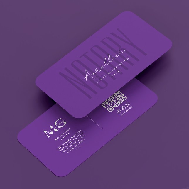 Mobile Notar Signatur Agent Royal Lila Modern Visitenkarte (Mobile Notary Signing Agent Royal Purple Modern Business Card
)