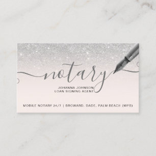 Mobile Notar Silber-Glitzer-Typografie Visitenkarte