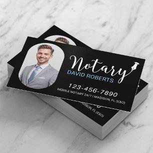 Mobile Notare Service Elegantes Black Custom Foto Visitenkarte