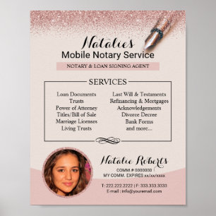 Mobile Notare Service Moderne Rose Gold Glitzer Poster