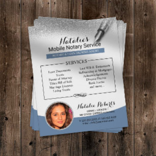 Mobile Notare Service Silver Glitzer Blue Foto Flyer