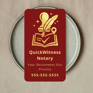 Mobile Notarunterschriftsagent Luxus Rot Gold Visitenkarte