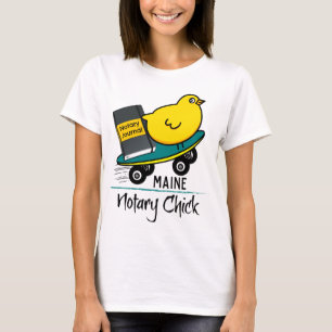 Mobile Notary Chick Riding Skateboard Maine T-Shirt