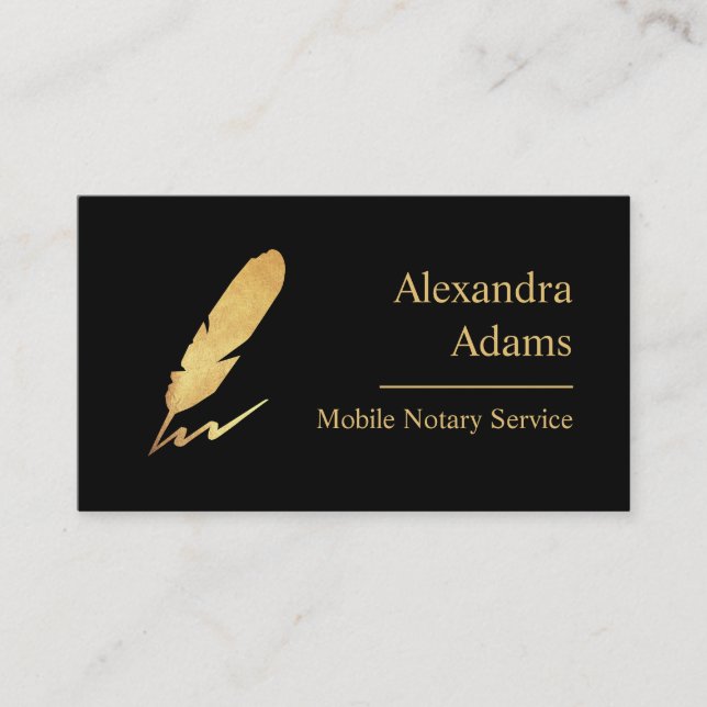 Mobile Notary Gold Fether Logo-Visitenkarte Visitenkarte (Vorderseite)