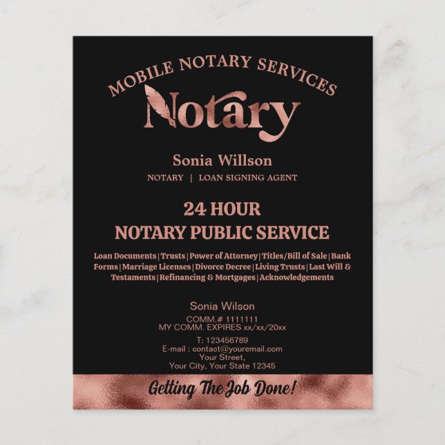 Mobile Notary & Loan Signing Agent Rose Gold Pen Flyer (Vorne)