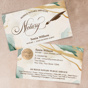 Mobile Notary & Loan Signing Agent Sage Green Visitenkarte