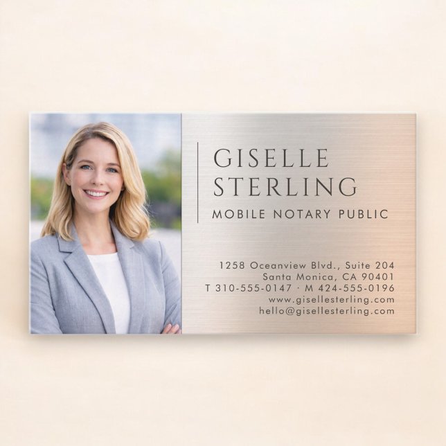 Mobile Notary Public Photo Brushed Metal Visitenkarte (Von Creator hochgeladen)